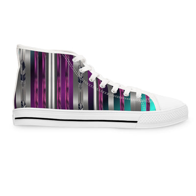 Stylish Women's High Top Sneakers - Striped Design, Perfect for Casual Wear and Events