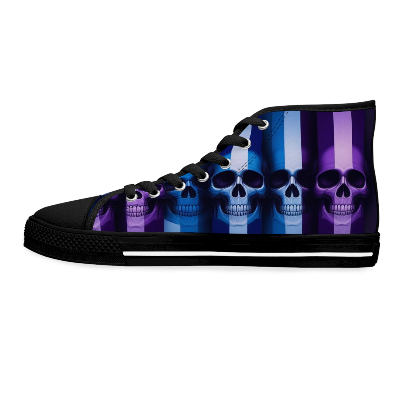 Women's High-Top Sneakers, Vivid Creations Designer Shoes Graphic Skull Design