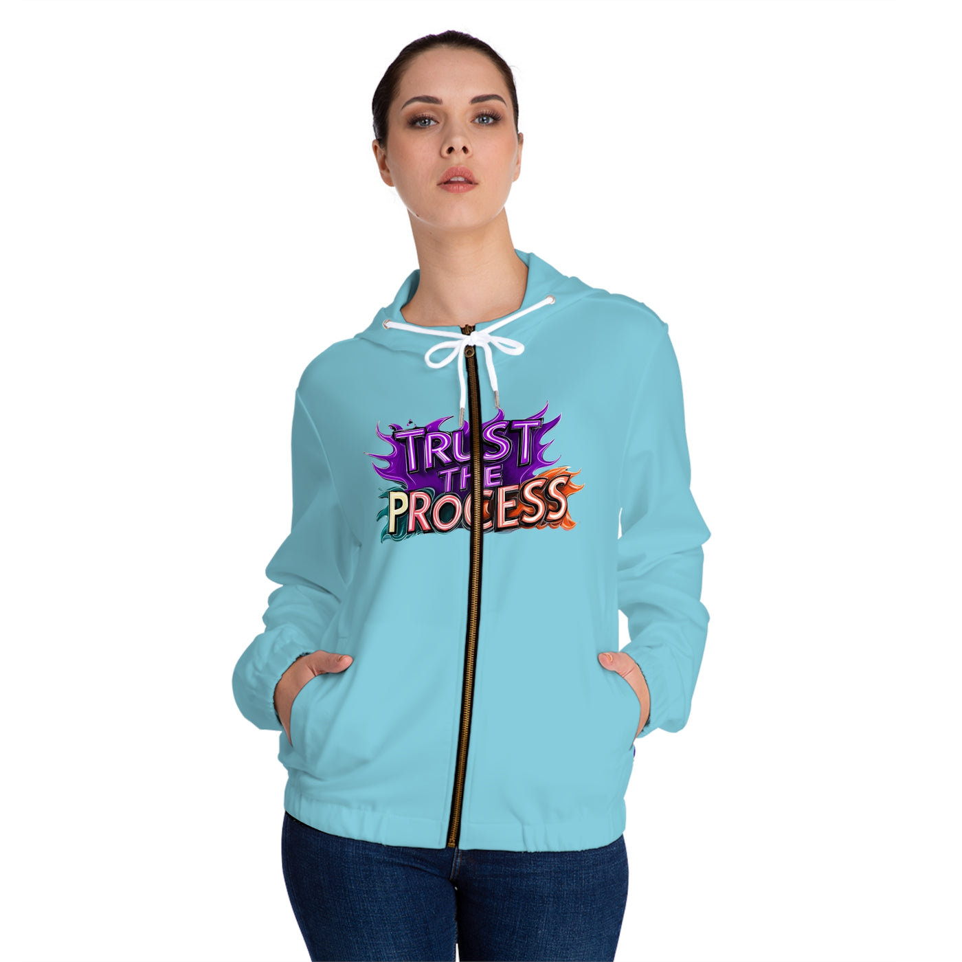 Women’s Full-Zip Graphic Hoodie, Vivid Creations "Trust The Process" Hooded Sweatshirt