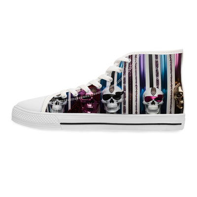 Women's High-Top Sneakers, Vivid Creations Designer Shoes Graphic Skull Design