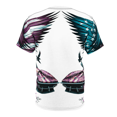 American Flag W/ Winged Male & Female Silhouette & Corvette T-shirt