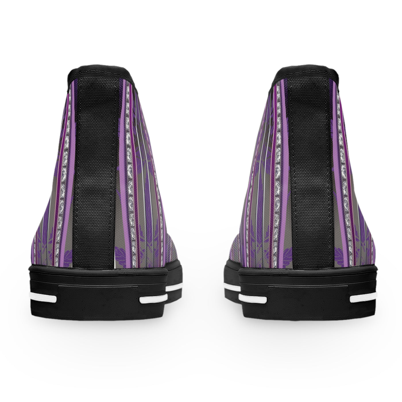 Women's High Top Sneakers - Stylish Purple Stripes Design