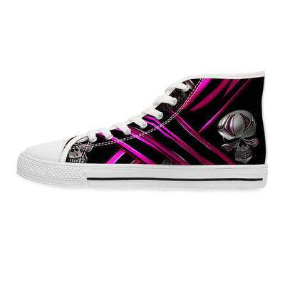 Women's High-Top Sneakers, Vivid Creations Designer Shoes Graphic Skull Design