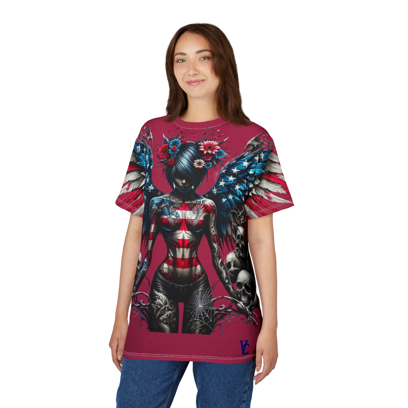 Vivid Creations Cut & Sew Tee, American Flag Vivid Angel T-shirt