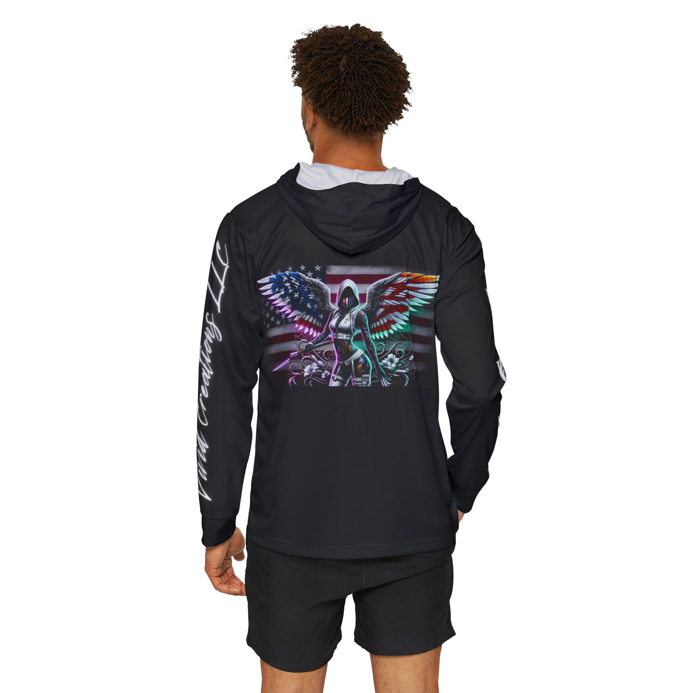 American Flag Warmup Hoodie, W/ Winged Silhouette Pullover