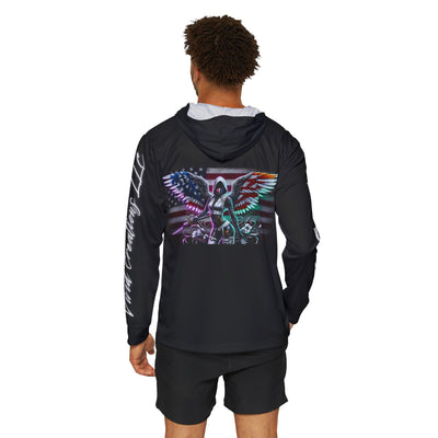 American Flag Warmup Hoodie, W/ Winged Silhouette Pullover