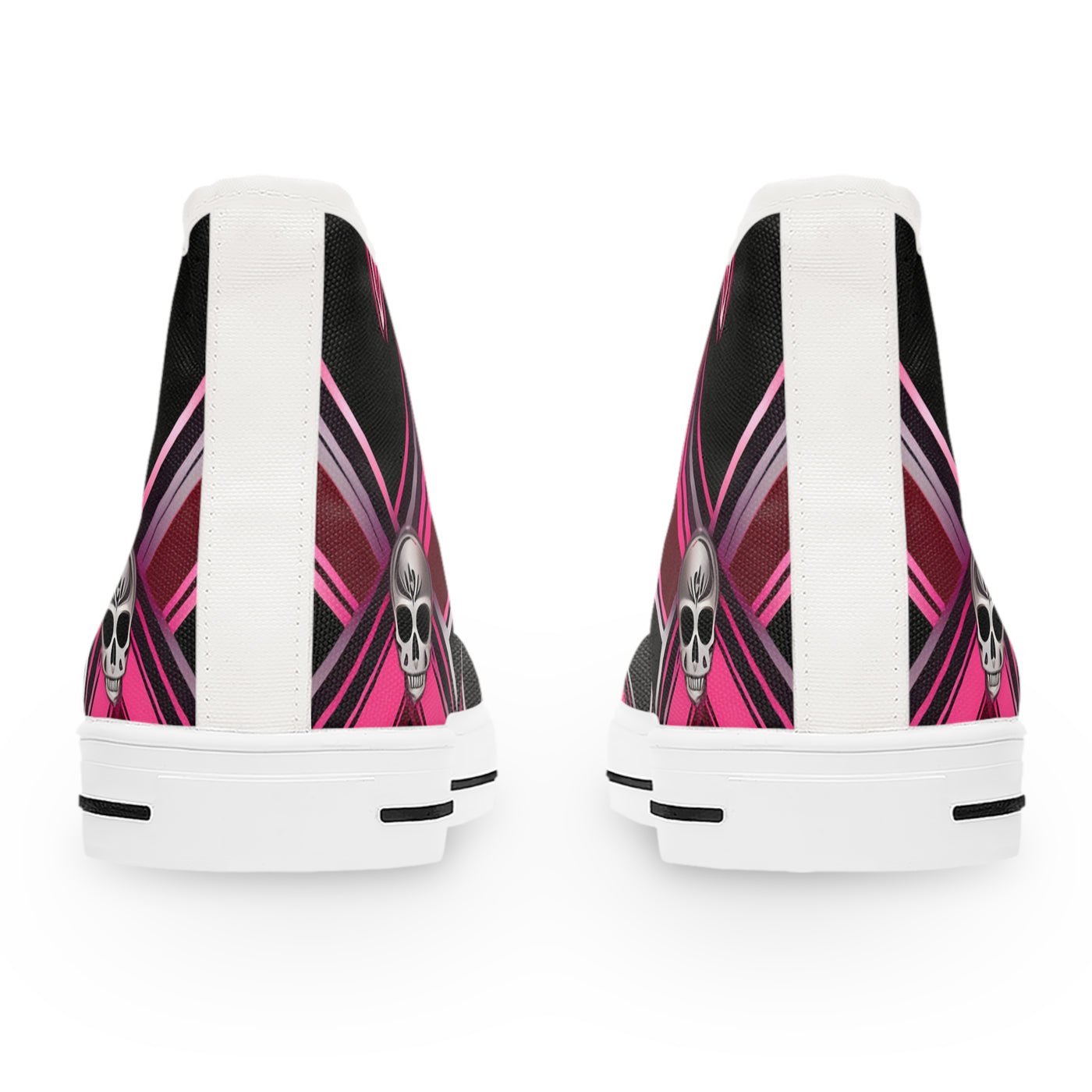 Women's High-Top Sneakers, Vivid Creations Designer Shoes Graphic Skull Design