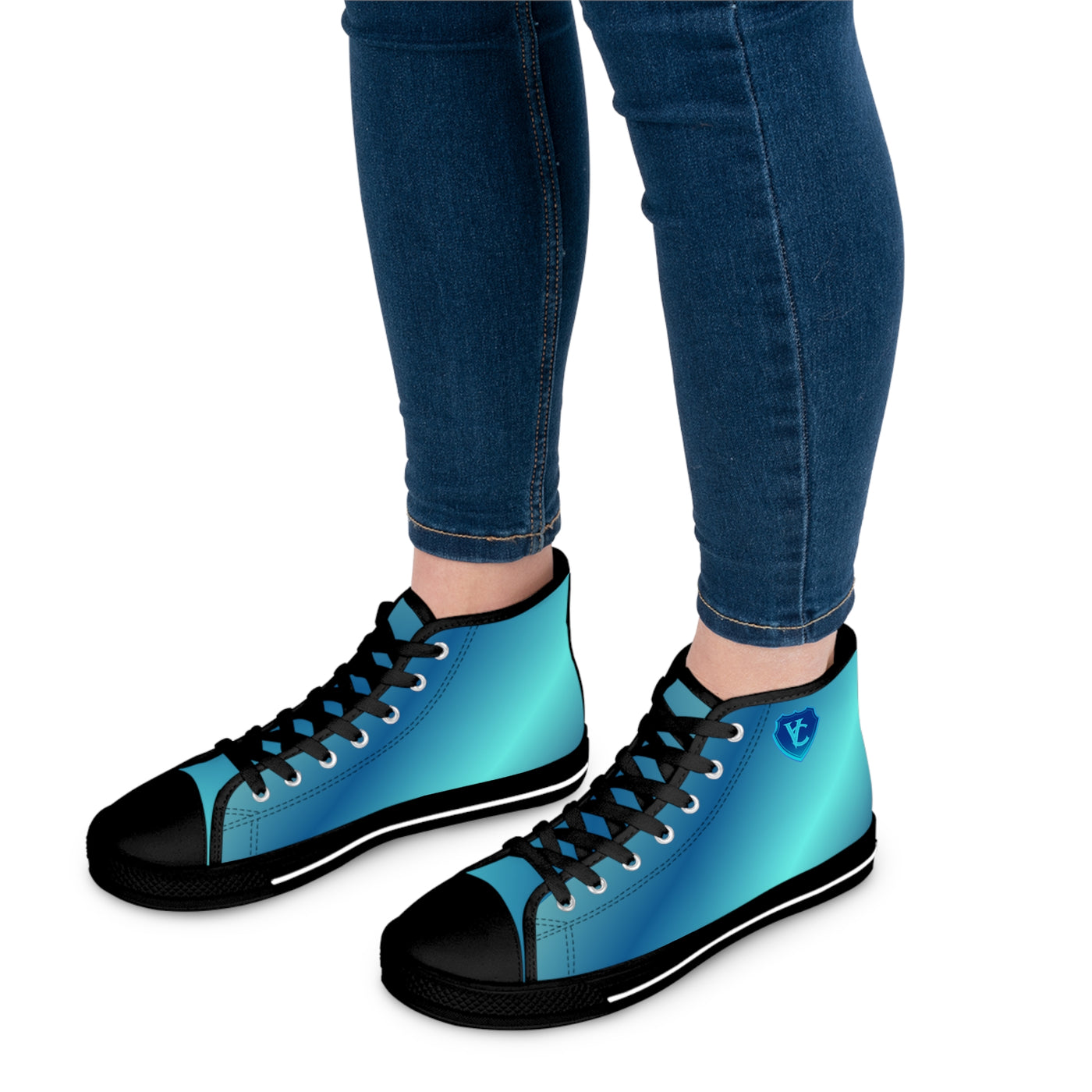 Women's High Top Sneakers - Trendy Gradient Design for Casual Style