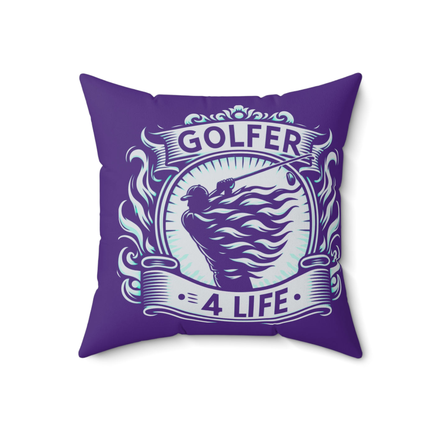 003, Faux Suede Square Golfer 4 Life Pillow, Great Golf Gift