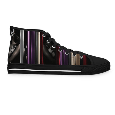 Women's High-Top Sneakers, Vivid Creations Designer Shoes Graphic Skull Design