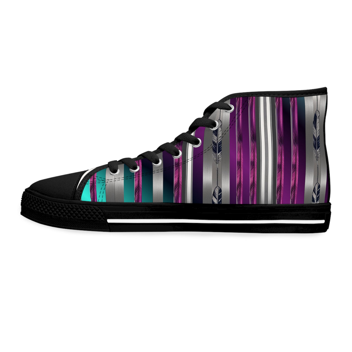 Stylish Women's High Top Sneakers - Striped Design, Perfect for Casual Wear and Events