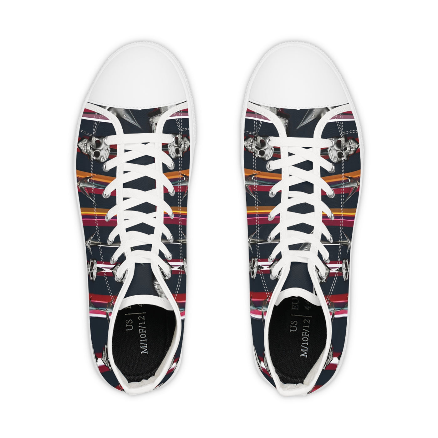 Men's High-Top Sneakers, Vivid Creations Designer Shoes Graphic Skull Design