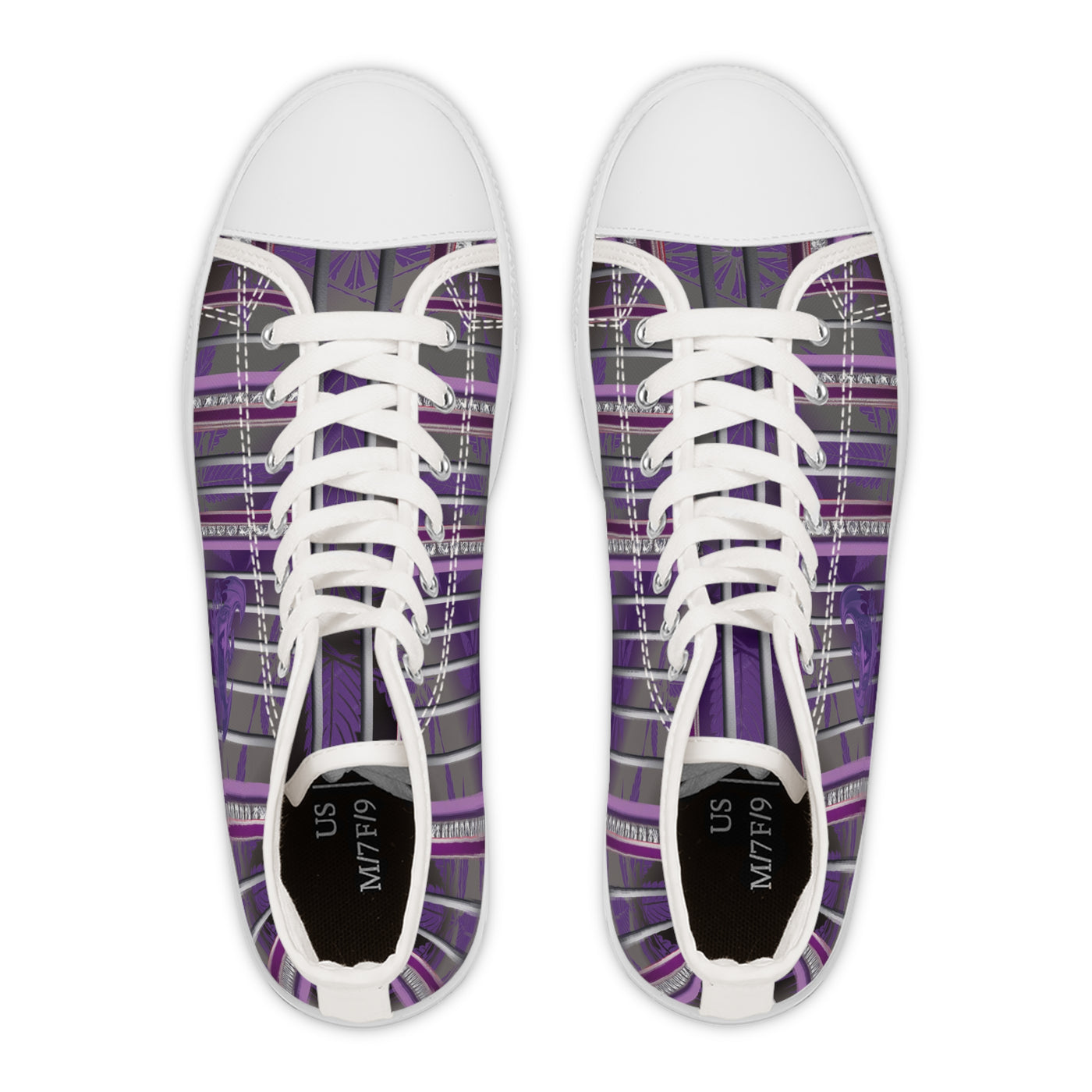 Women's High Top Sneakers - Stylish Purple Stripes Design