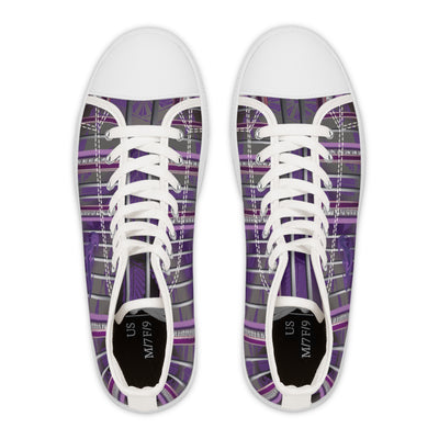 Women's High Top Sneakers - Stylish Purple Stripes Design