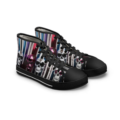 Women's High-Top Sneakers, Vivid Creations Designer Shoes Graphic Skull Design