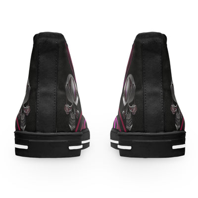 Women's High-Top Sneakers, Vivid Creations Designer Shoes Graphic Skull Design