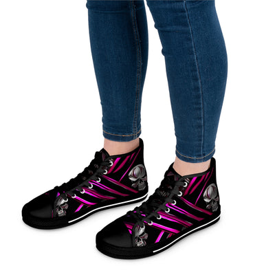 Women's High-Top Sneakers, Vivid Creations Designer Shoes Graphic Skull Design