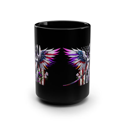 Black Mug, 15oz American Flag Mug