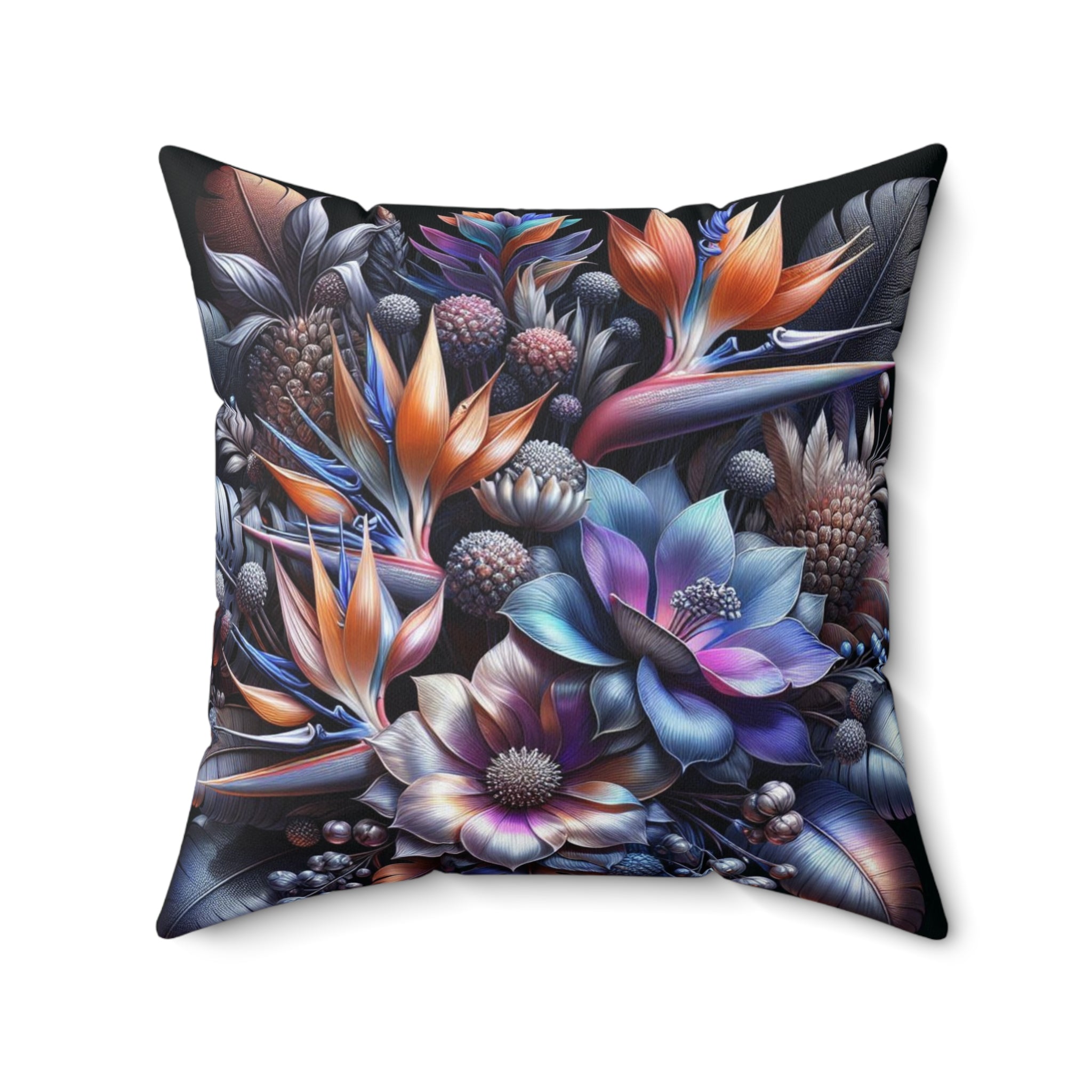 Colorful Floral Spun Polyester Square Pillow - Boho Home Decor