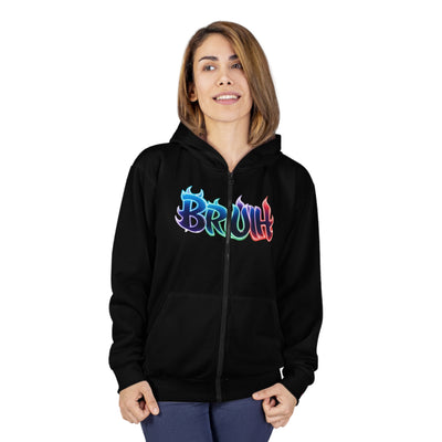 Men's & Women's Graphic Zip-Up Hoodie, Vivid Creations "BRUH" Hooded Sweatshirt