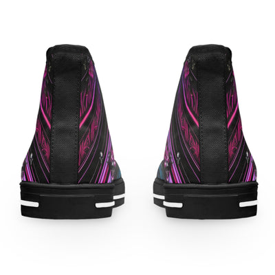 Women's High-Top Sneakers, Vivid Creations Designer Shoes Graphic Skull Design