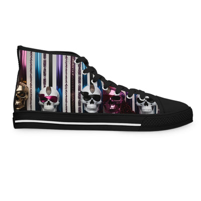 Women's High-Top Sneakers, Vivid Creations Designer Shoes Graphic Skull Design