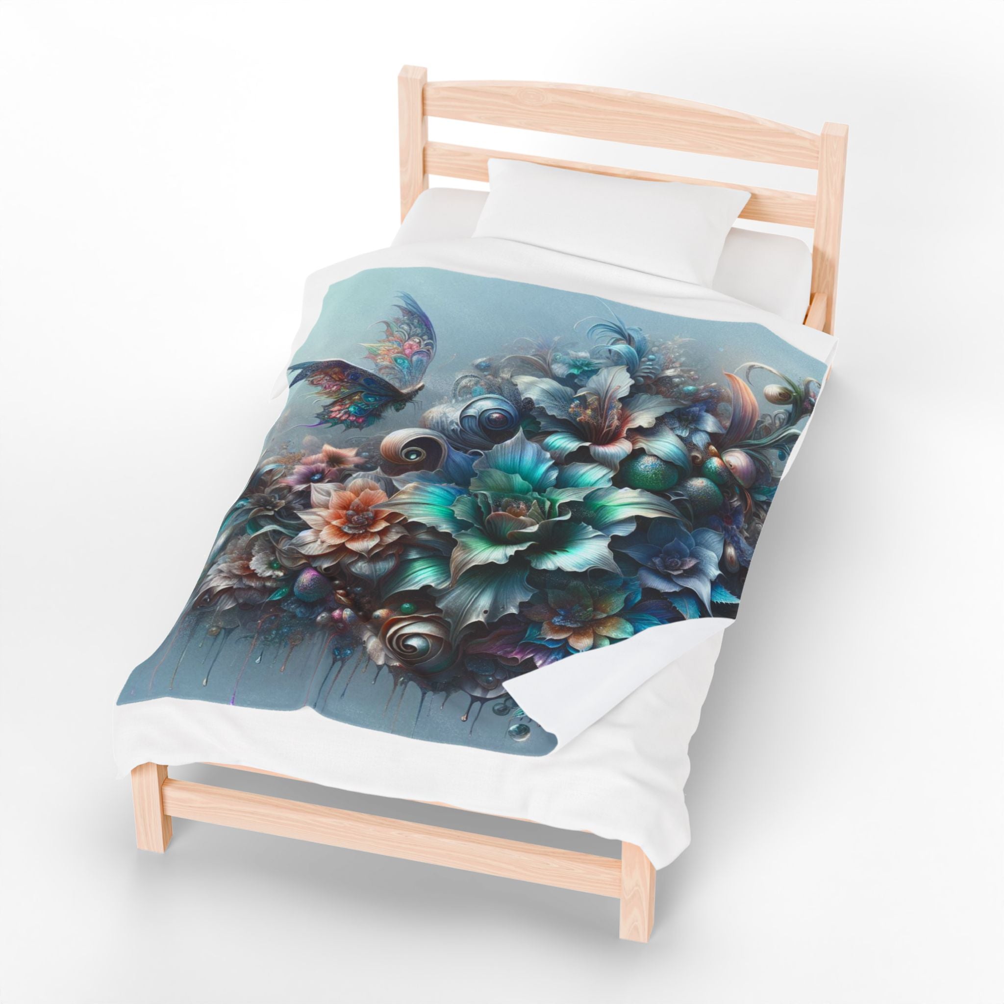 Floral Butterfly Velveteen Plush Blanket - Cozy Decorative Throw for Home and Gifts