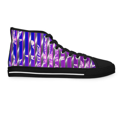 Women's V.C. High Top Sneakers - Stylish Purple Striped Design for Everyday Wear