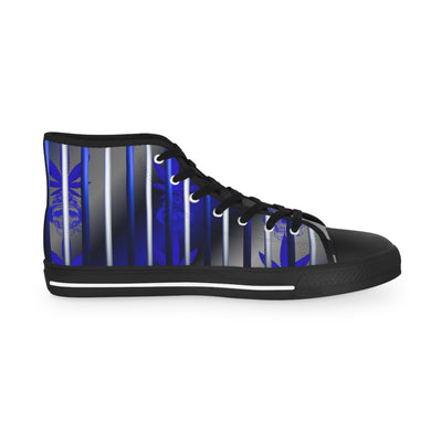 Men's High Top Sneakers - Blue Striped Urban Style