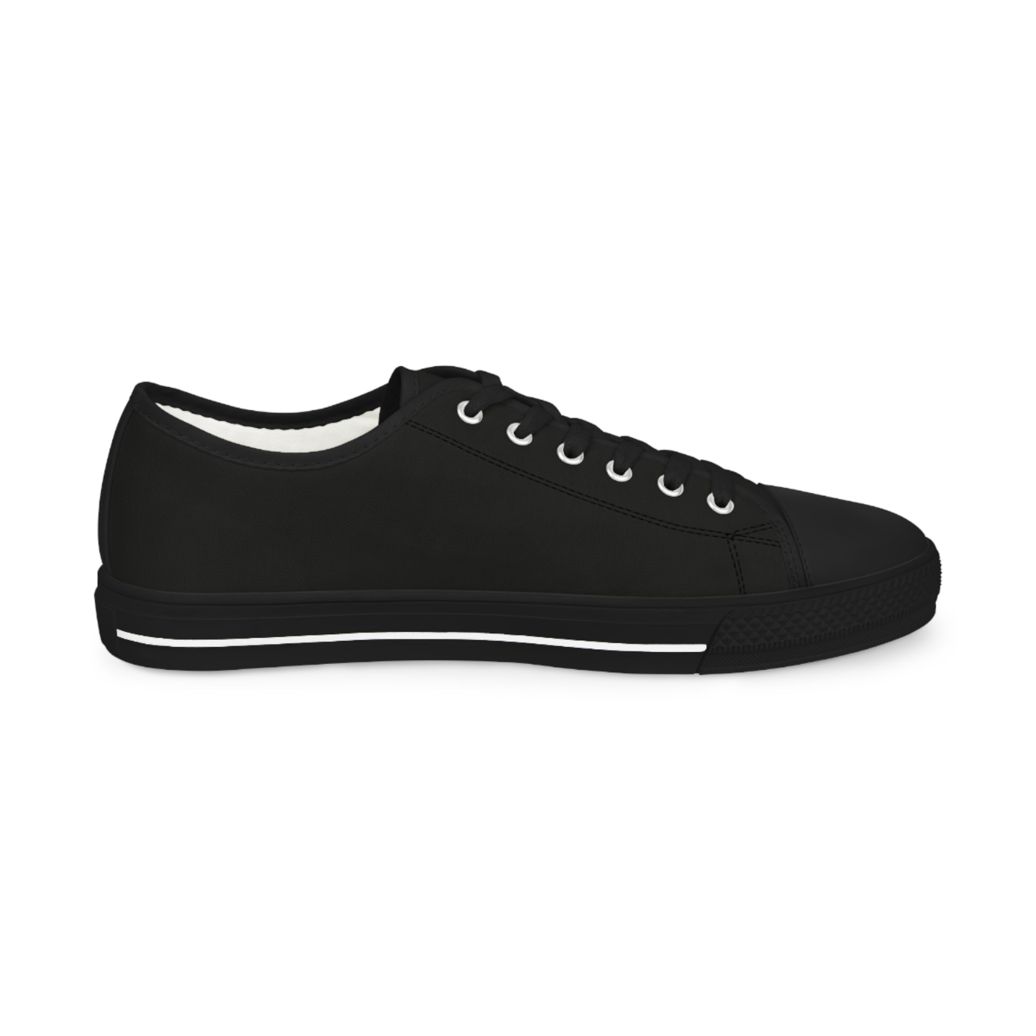 Men's Low Top Sneakers - Casual Black Sneakers with Unique Design