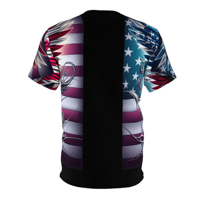 American Flag W/ Winged Female Skateboarding Silhouette T-shirt