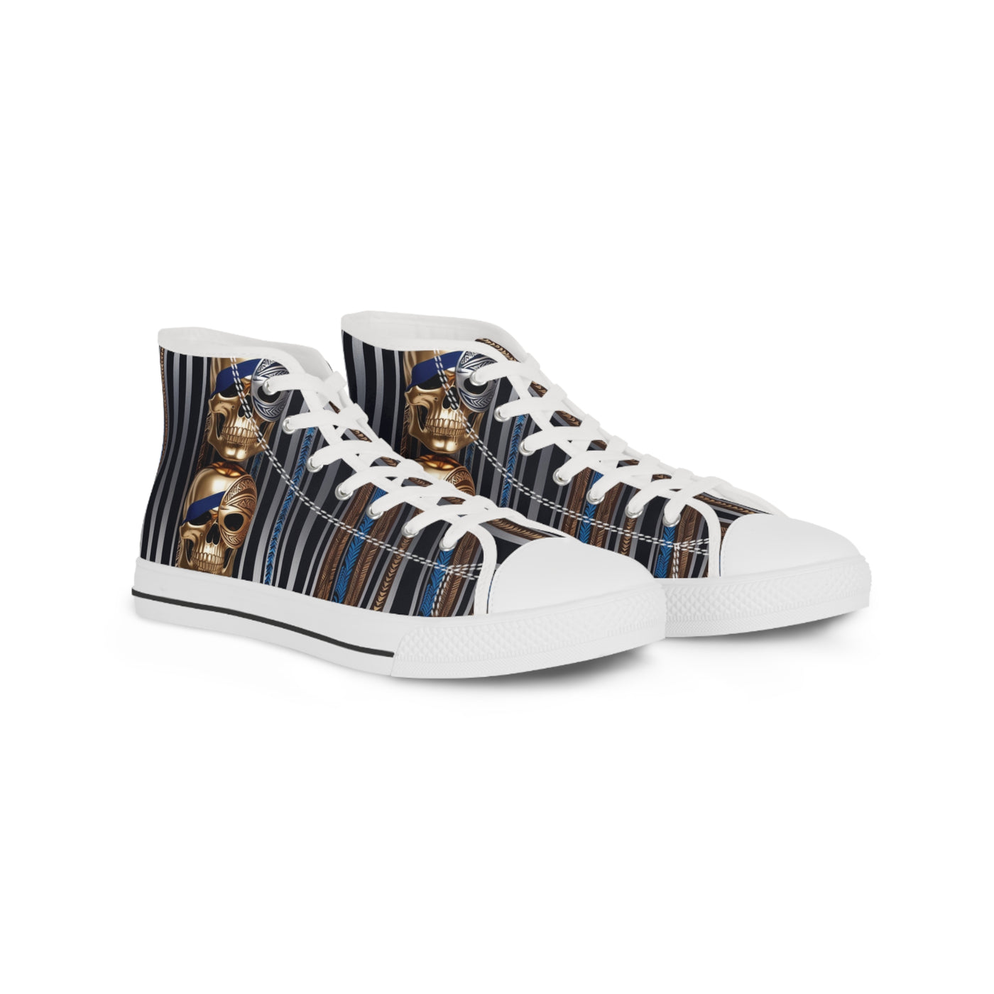 Men's High-Top Sneakers, Vivid Creations Designer Shoes Graphic Skull Design