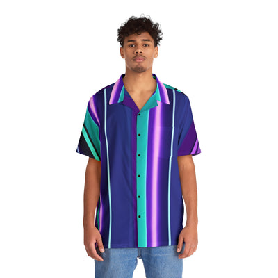 Men's Hawaiian Shirt - Line Pattern Dress Shirt