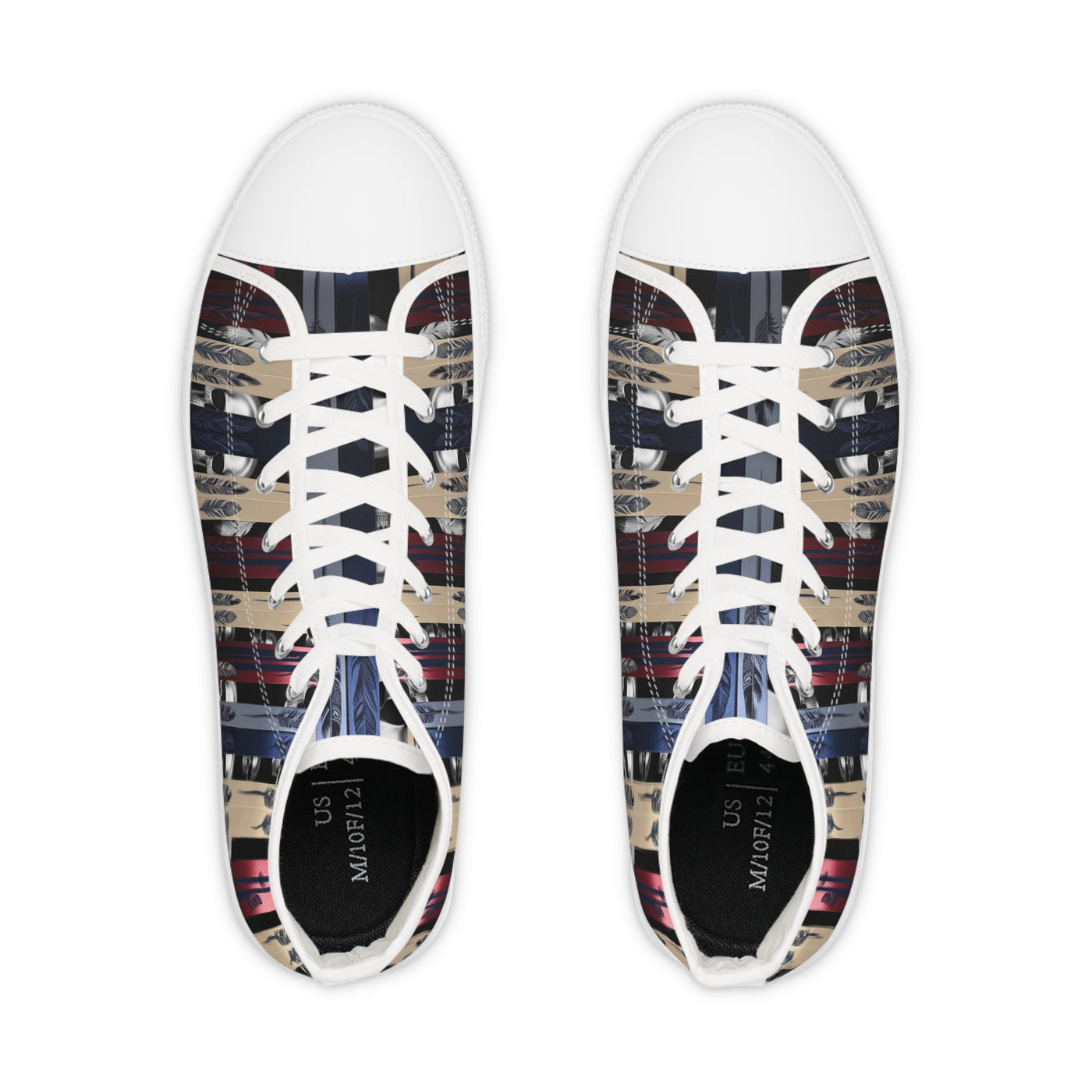 Men's High-Top Sneakers, Vivid Creations Designer Shoes Graphic Skull Design