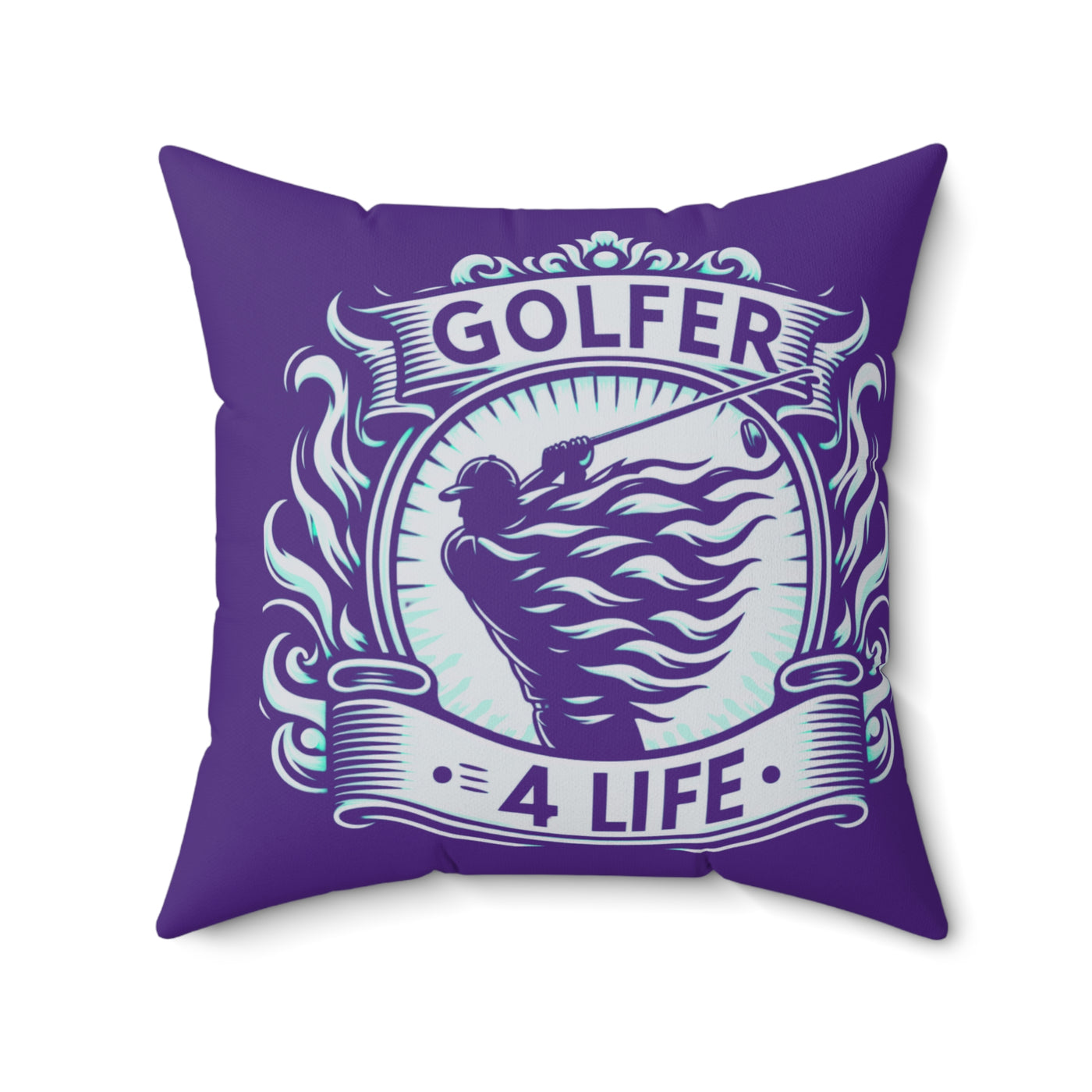 003, Faux Suede Square Golfer 4 Life Pillow, Great Golf Gift