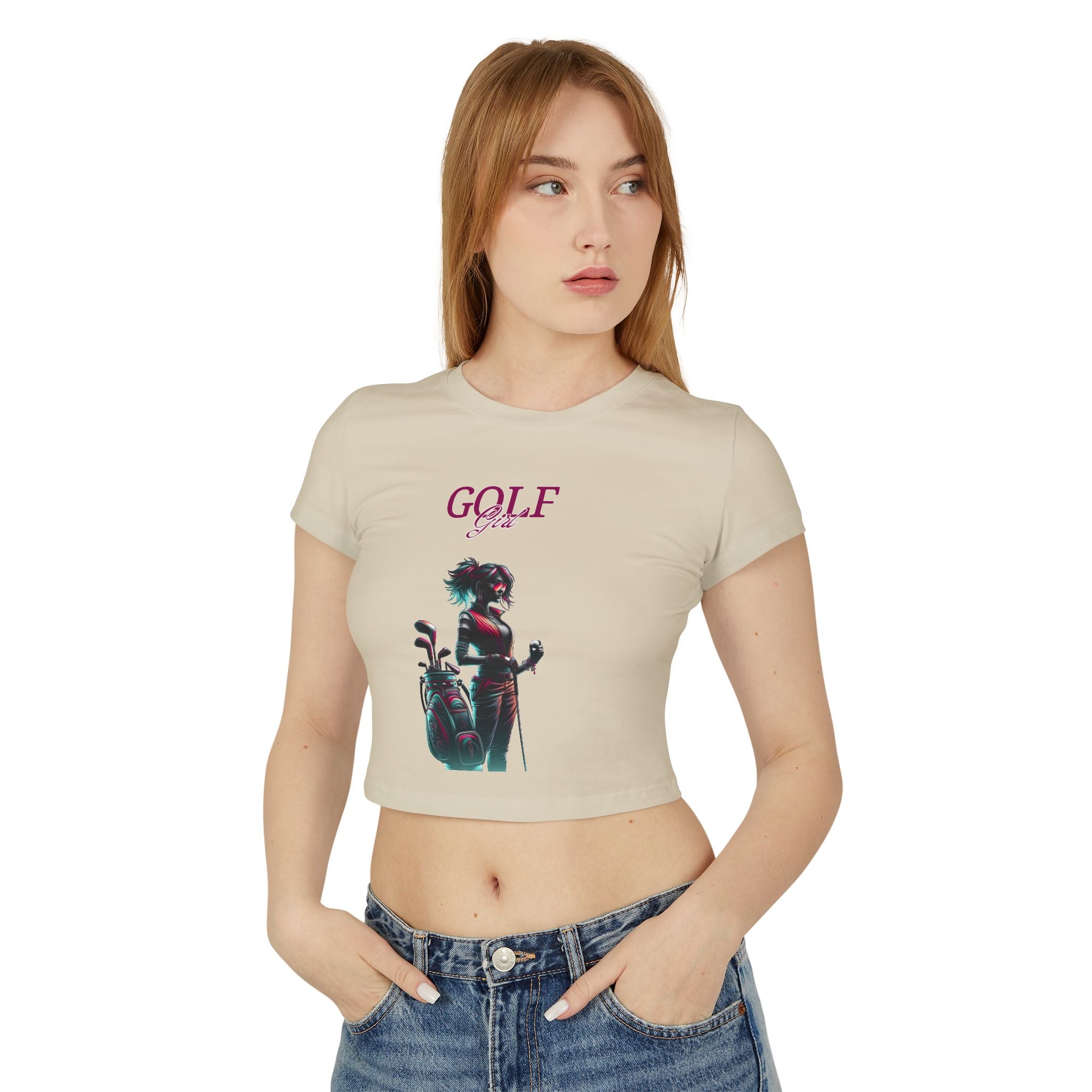 Golf Girl Women's Baby Tee - Stylish Golf-Themed Graphic T-Shirt