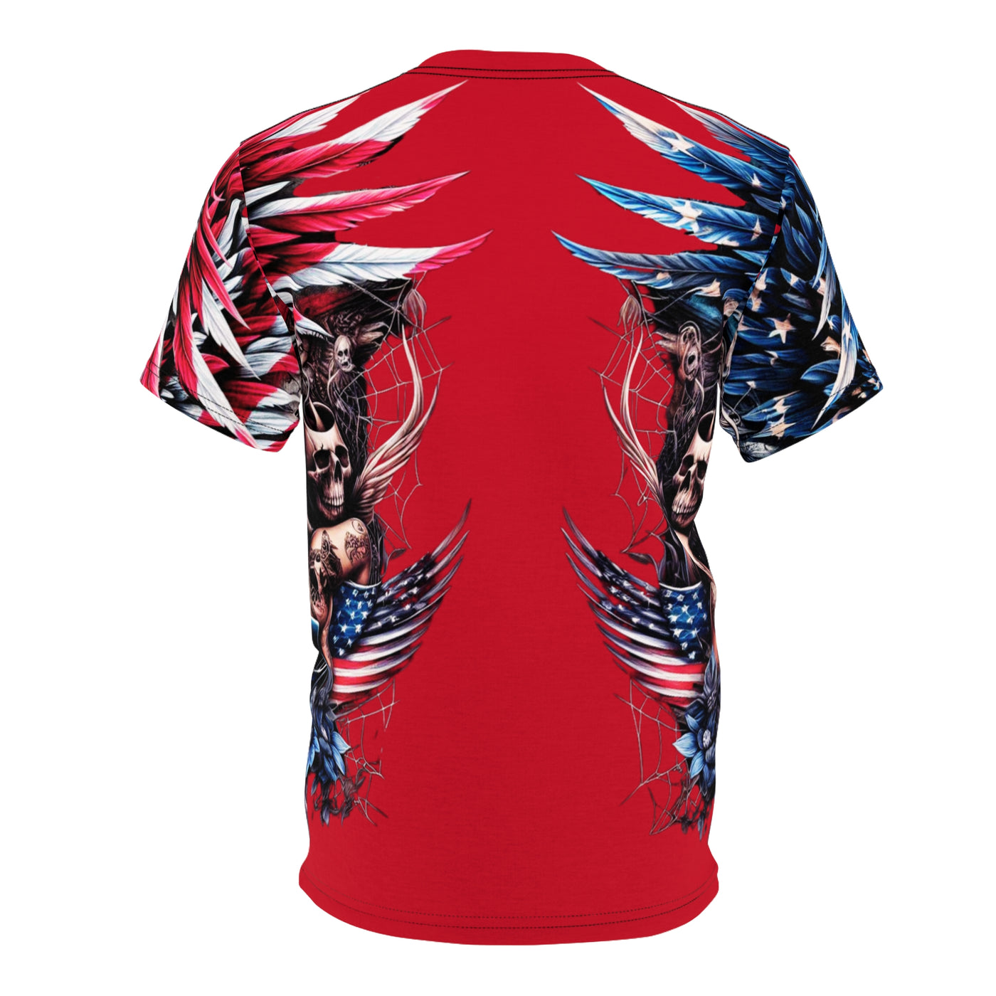 American Flag T-shirt, W/ Winged Female Silhouette & Mustang