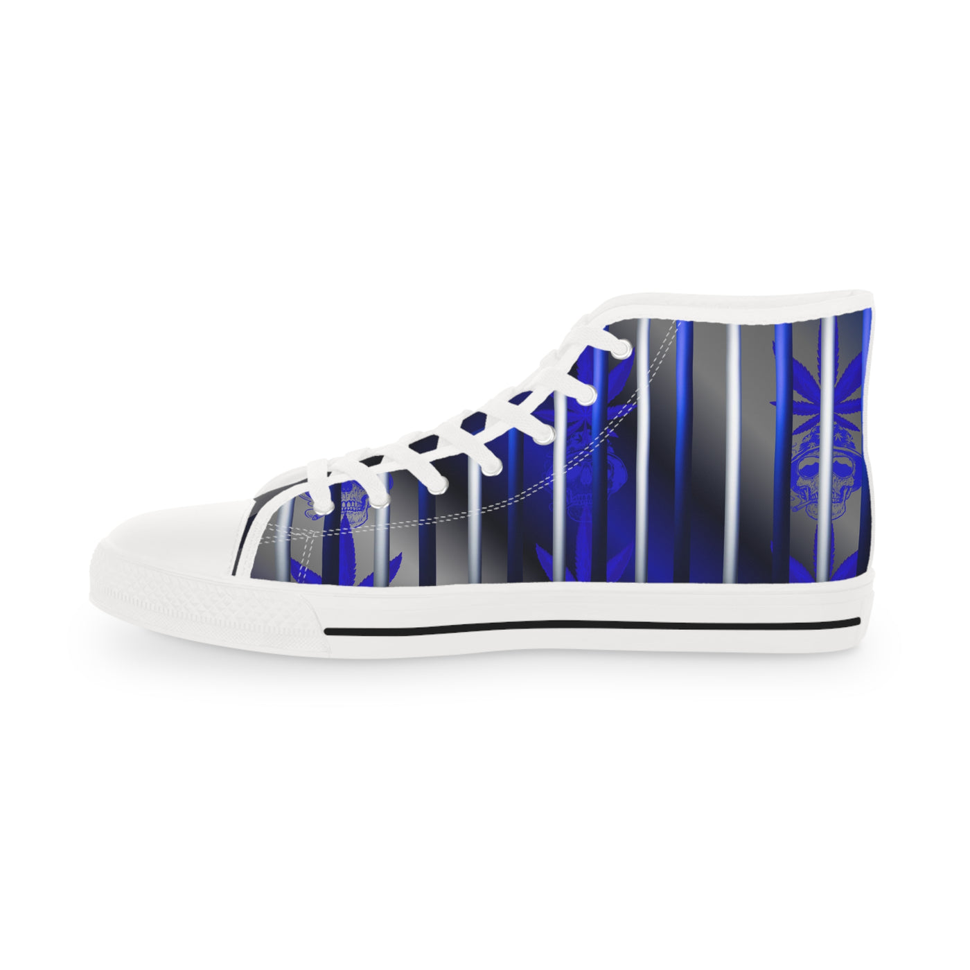 Men's High Top Sneakers - Blue Striped Urban Style