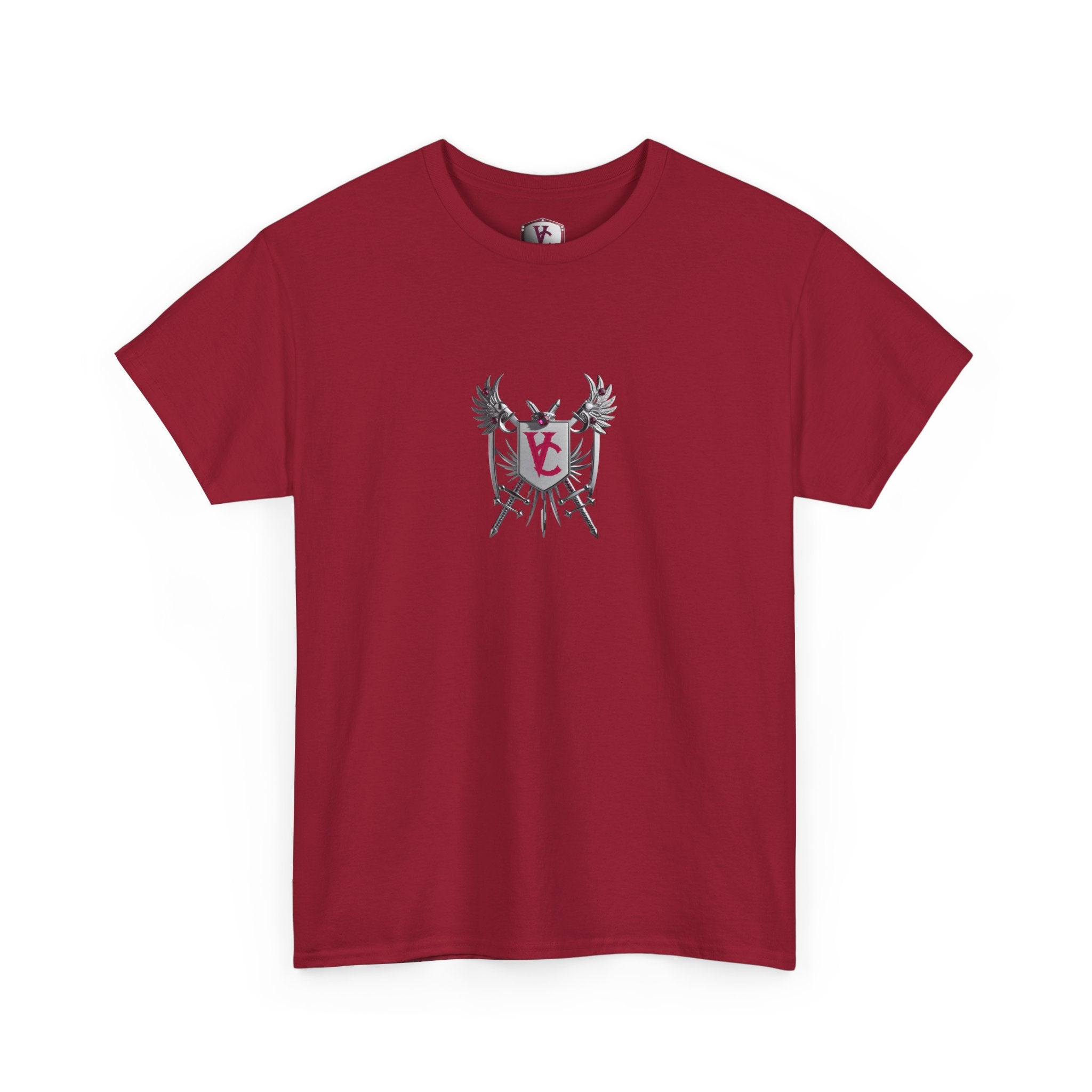 Unisex Heavy Cotton Tee with Shield Design - Bold Streetwear Style