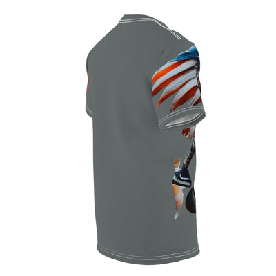 American Flag W/ Winged Female Skateboarding Silhouette T-shirt