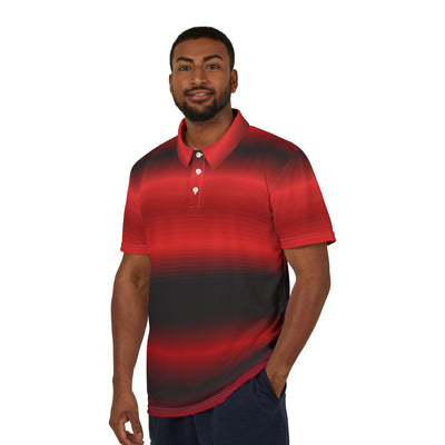 Red and Black Striped Unisex Polo Shirt - Stylish Casual Wear