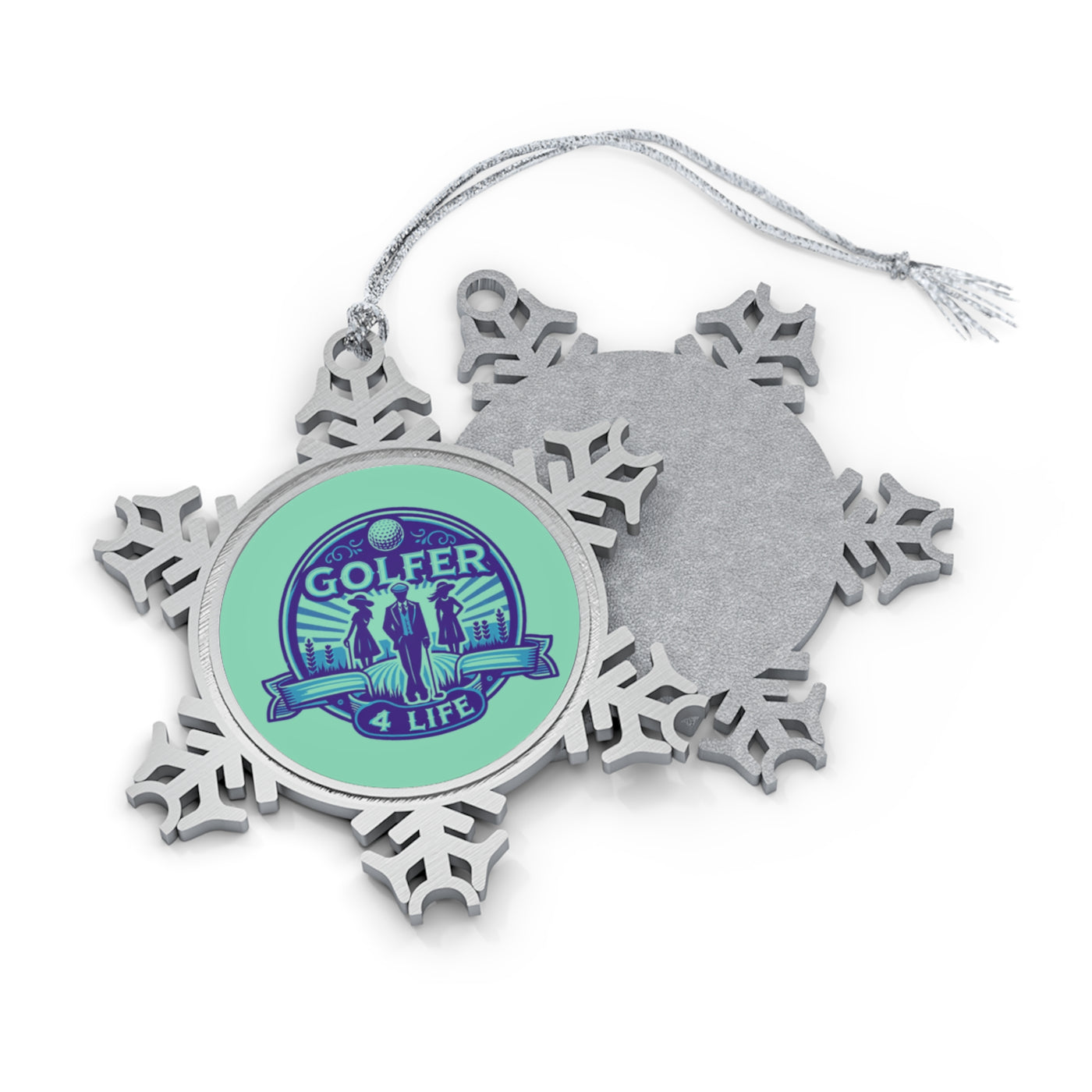 Pewter Snowflake Golfer 4 life Ornament