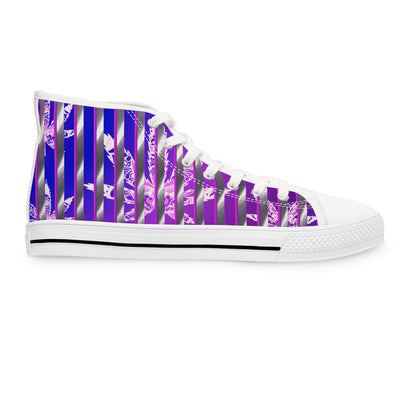 Women's V.C. High Top Sneakers - Stylish Purple Striped Design for Everyday Wear