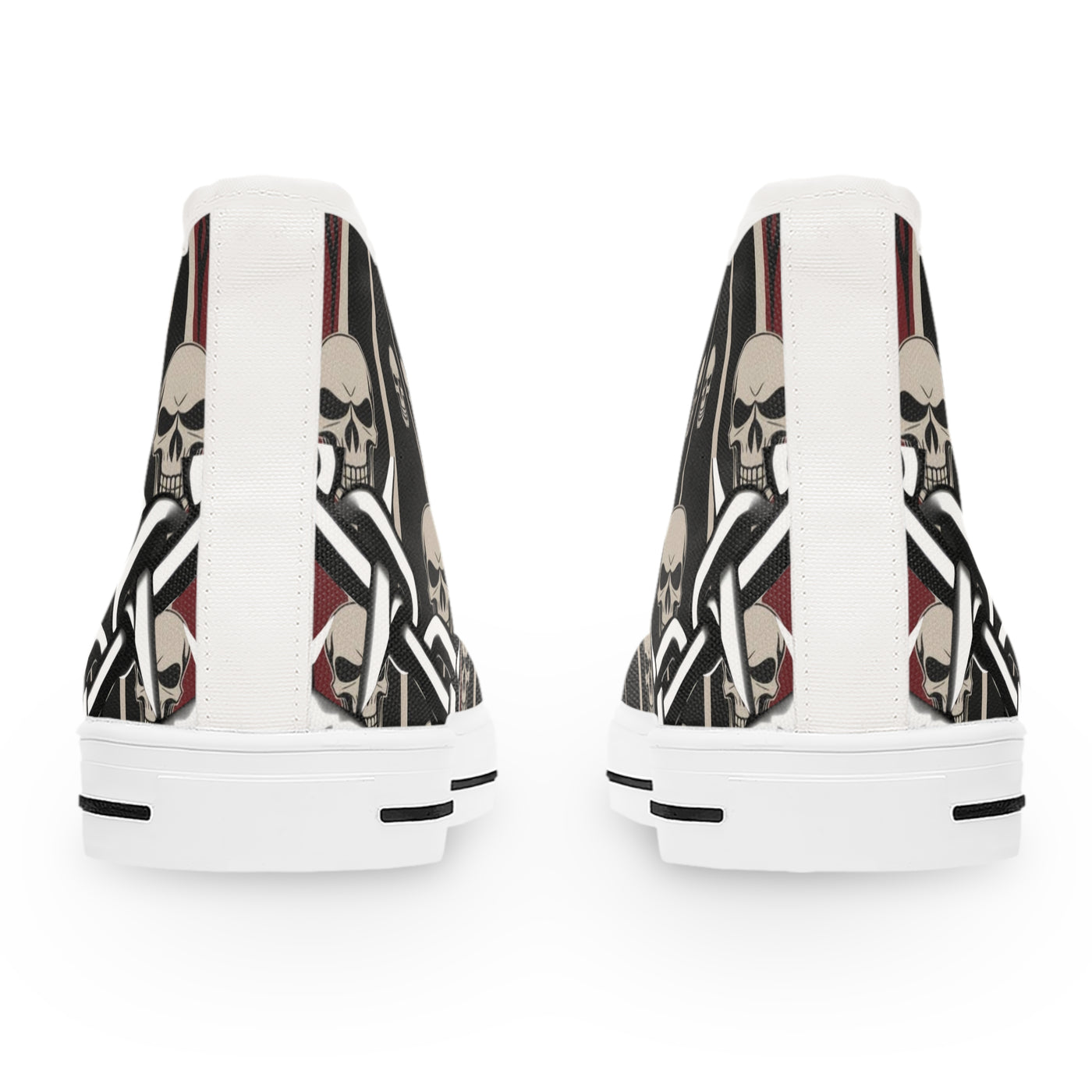 Women's High-Top Sneakers, Vivid Creations Designer Shoes Graphic Skull Design