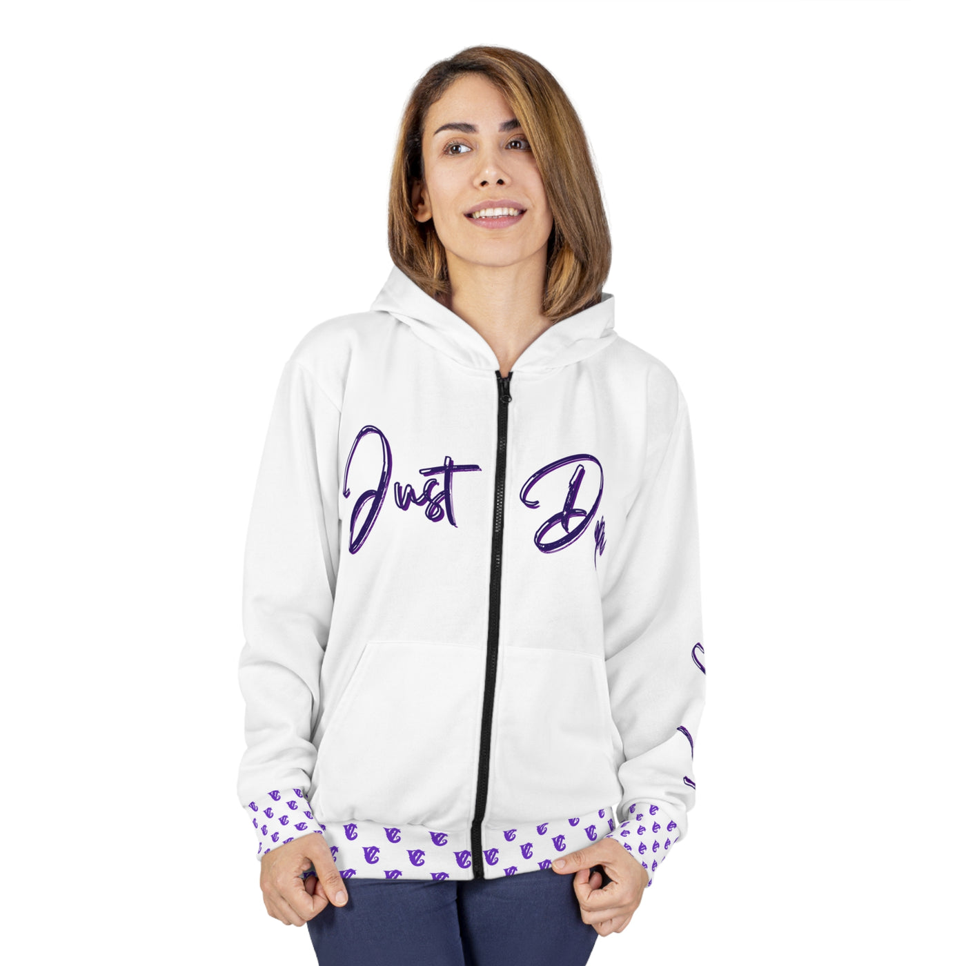 Just Dope Full-Zip Hoodie, Vivid Creations Zip-Up Hooded Sweatshirt