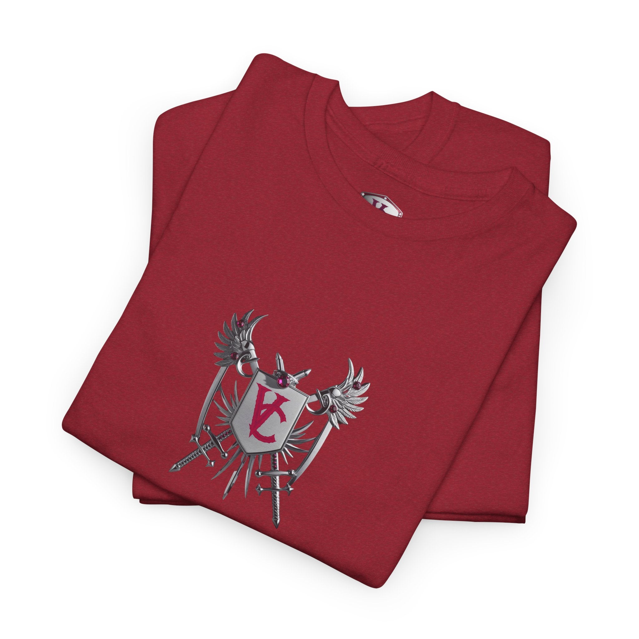 Unisex Heavy Cotton Tee with Shield Design - Bold Streetwear Style