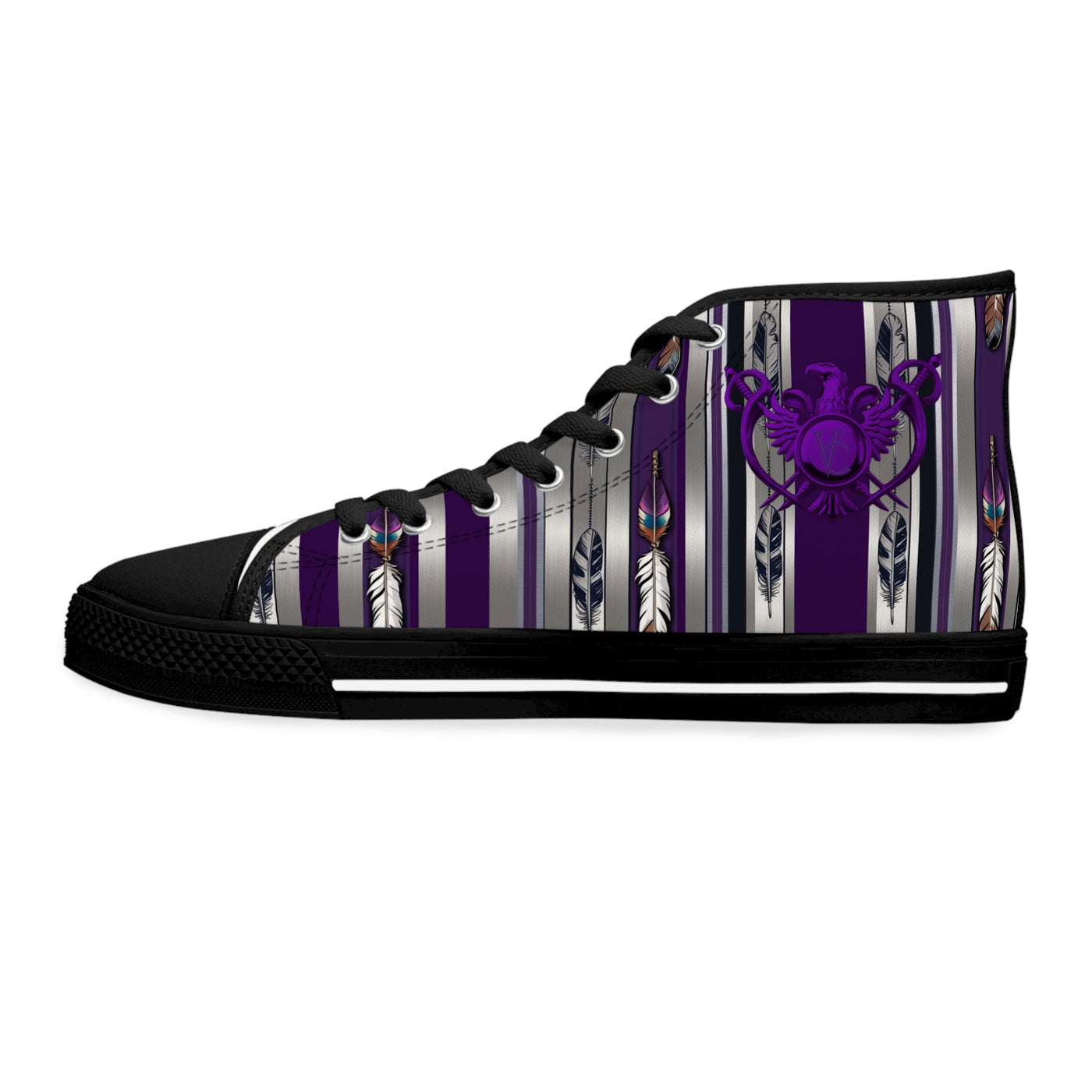 Stylish Women's High Top Sneakers with Unique Striped Design