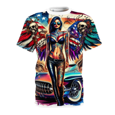 American Flag W/ Winged Female Silhouette & Corvette T-shirt