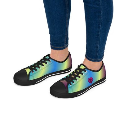 Vibrant Women's Low Top Sneakers - Rainbow Gradient Design