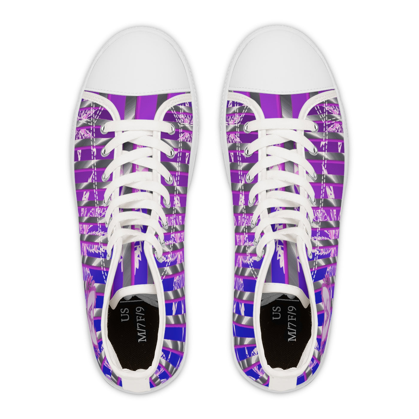 Women's V.C. High Top Sneakers - Stylish Purple Striped Design for Everyday Wear